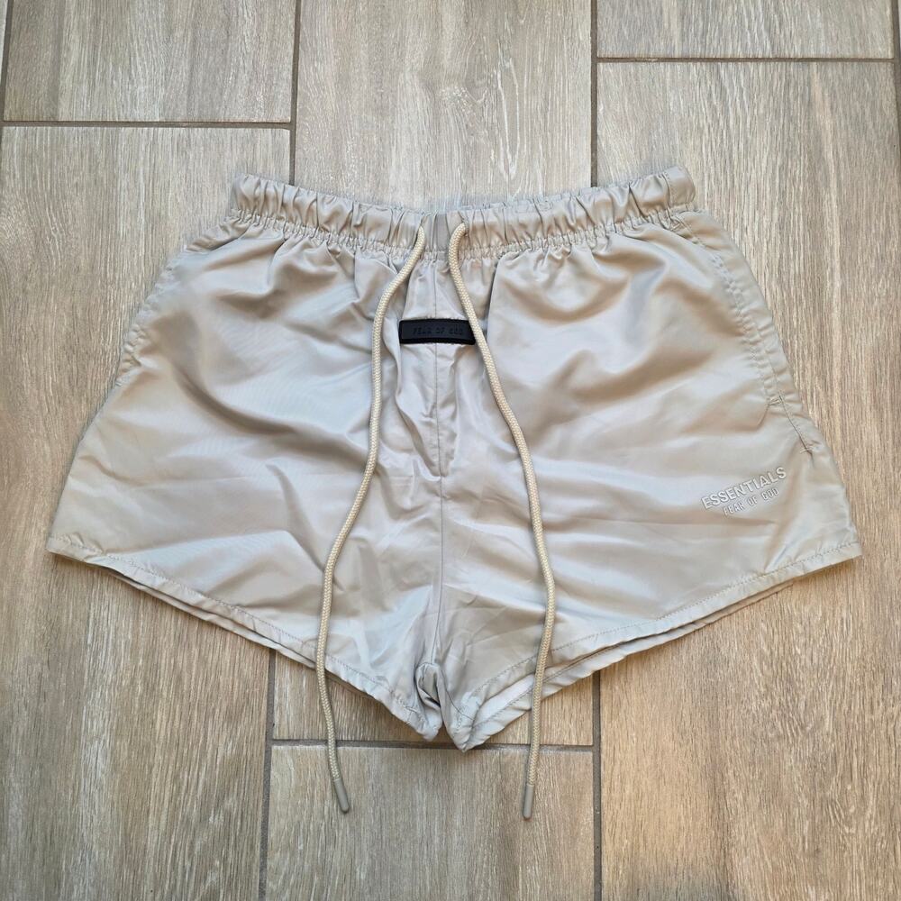 Fear Of God Essentials Nylon Shorts Men XS Taupe Gray Drawstring NWT